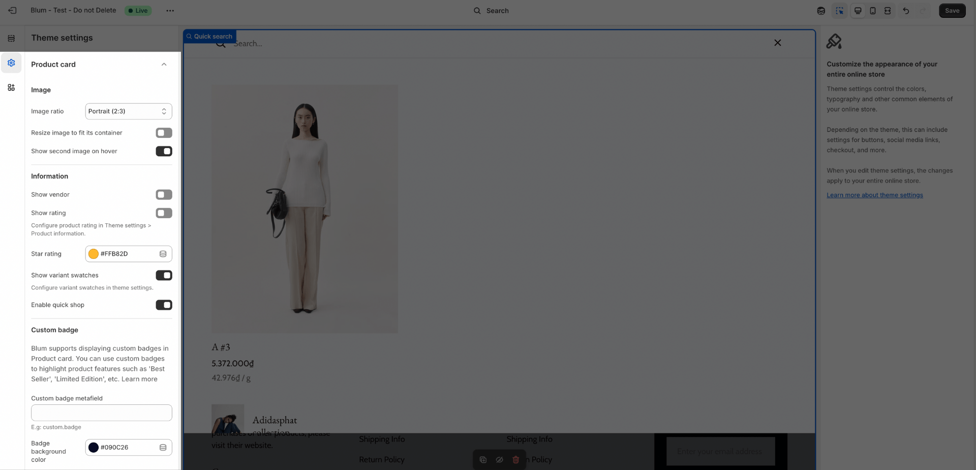 setting up product/collection card
