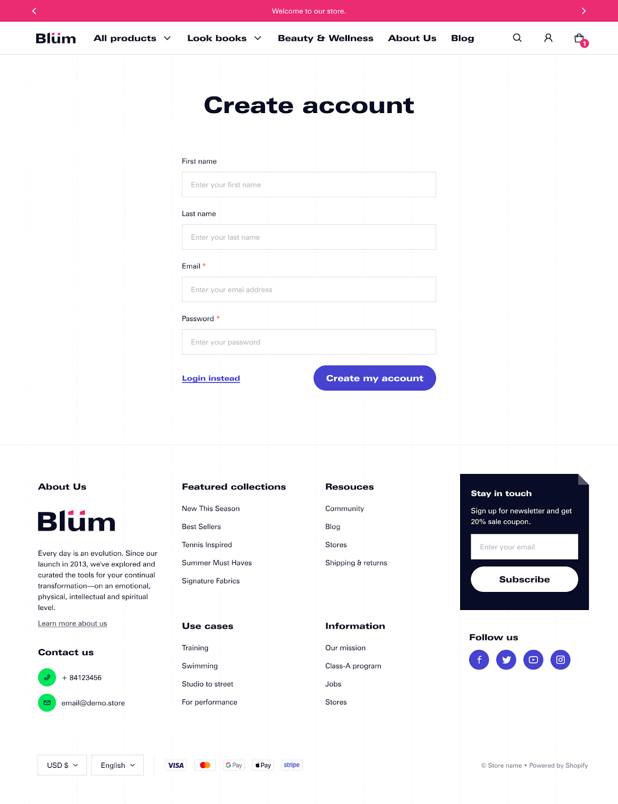  Blum signup page
