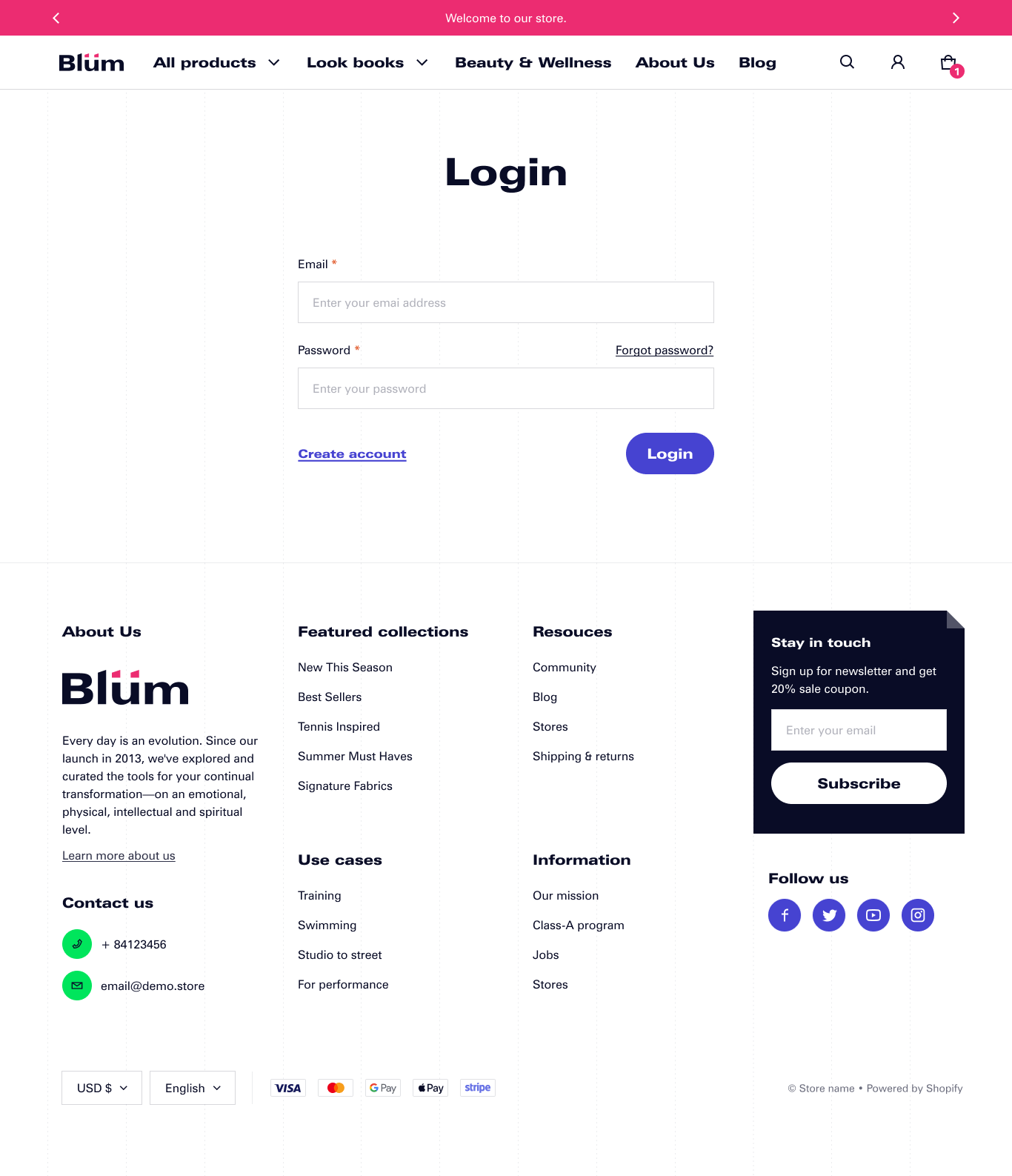 Blum login page
